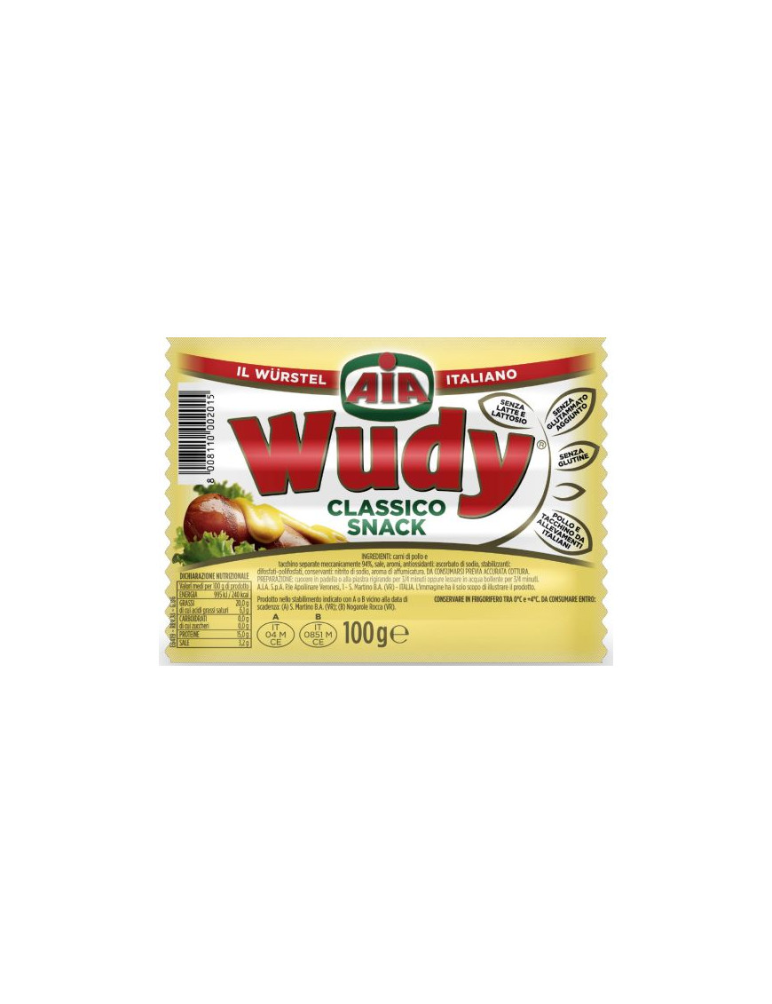 Aia Wurstel Wudy Snack gr.100 Pollo e Tacchino Classico