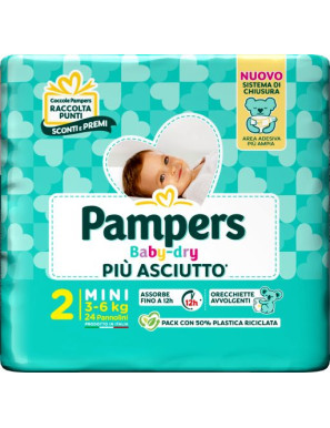 PAMPERS BABY DRY DOWNCOUNT MINI PZ.24 (3-6KG) PANNOLINI