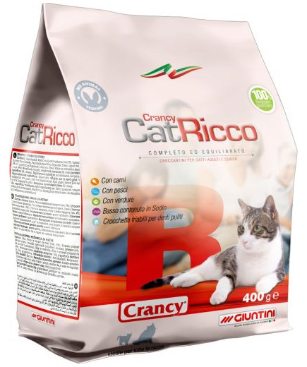 Crancy Snack Ricco Croccantino gatto Carne/Pesce/Verdure gr.400