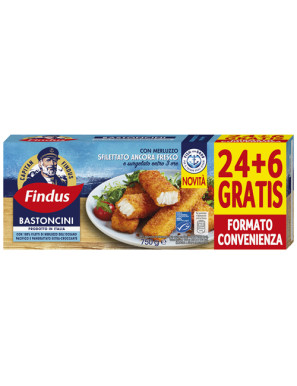 FINDUS BASTONCINI MERLUZZO X24+6 OMAGGIO G.750