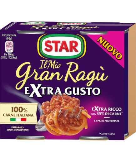 STAR RAGU' EXTRAGUSTO G.180X2 CARNE ITALIANA