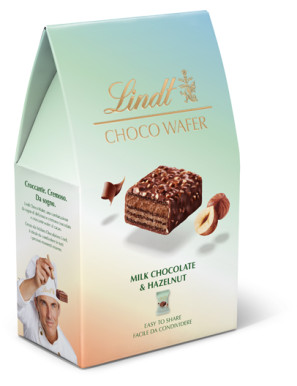 LINDT BAG CHOCO WAFER MILKCHOCOLATE E HAZELNUT GR.135