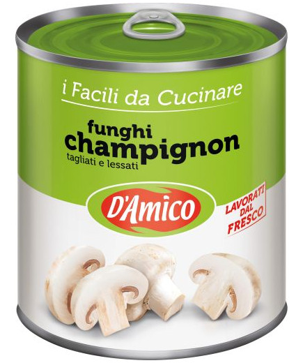 D'AMICO FUNGHI CHAMPIGNONS NAT.TAGLIATI G.800 LATTA