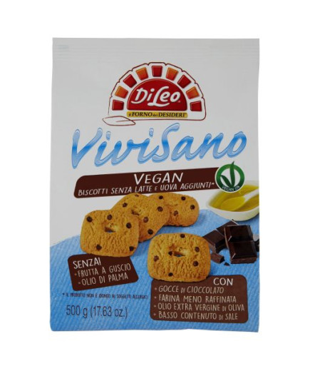 DILEO BISC. SENZA LATTE E UOVA C/GOCCE CIOC. -VIVISANO-VEG.