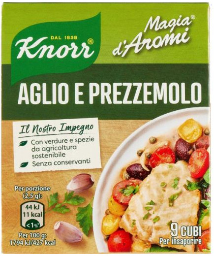 KNORR MAGIA DI AROMI AGLIO EPREZZEMOLO 9 CUBI G.90