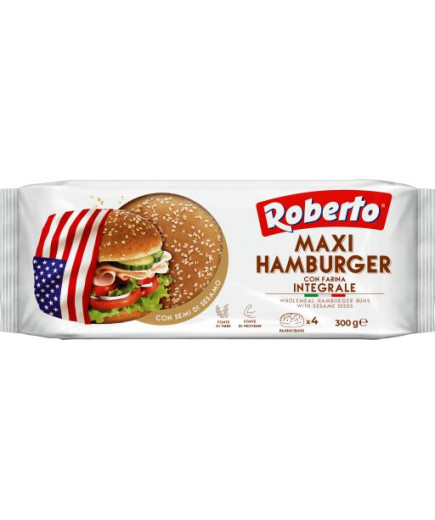 ROBERTO PANE INTEGRALE MAXI HAMBURGER C/SESAMO G.300 (PZ.4)