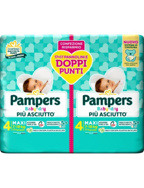 PAMPERS BABY DRY DOWNCOUNT MAXI PZ.34 (7-18KG) PACCO DOPPIO