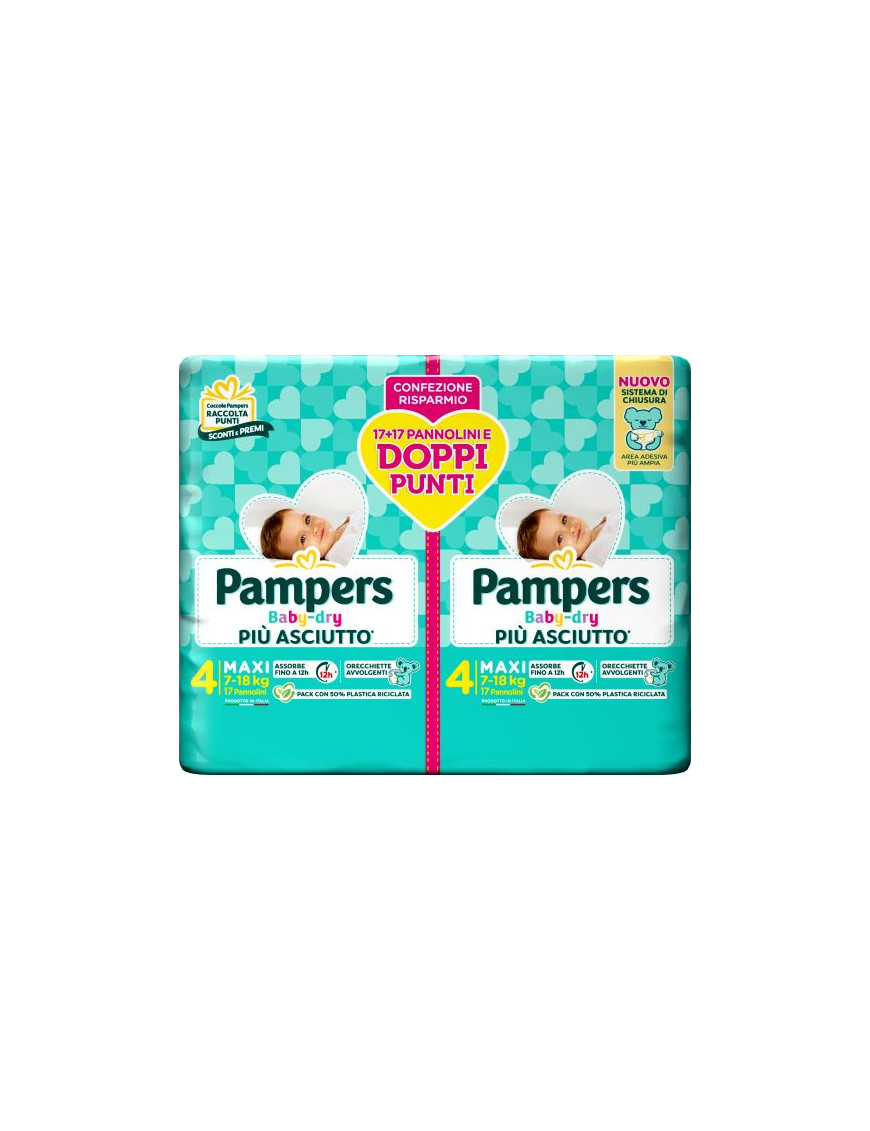 PAMPERS BABY DRY DOWNCOUNT MAXI PZ.34 (7-18KG) PACCO DOPPIO