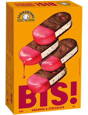 SAMMONTANA GELATO BISCOTTO BIS AMARENA&amp CIOCCOLATO X4 G.200