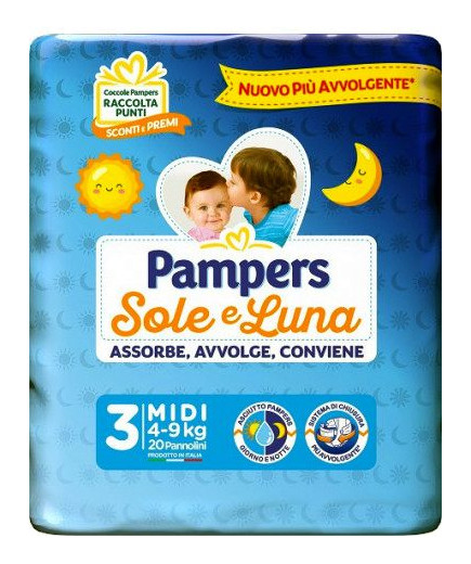 PAMPERS SOLE E LUNA MIDI X20 KG.4-9 PANNOLINI
