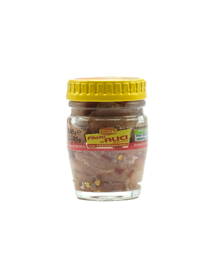 ZAROTTI FILETTI ALICI C/PEPERONCINO GR.60 O.O V.V