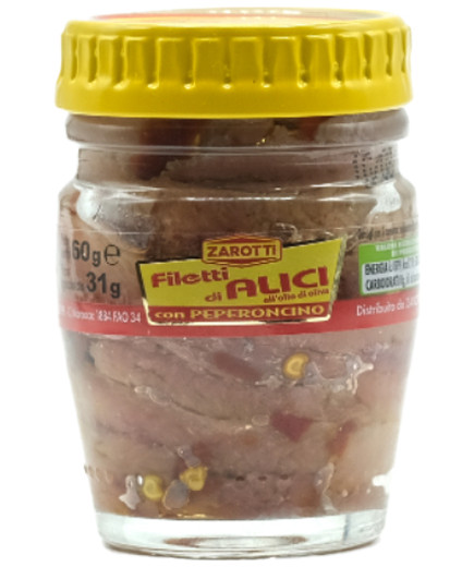 ZAROTTI FILETTI ALICI C/PEPERONCINO GR.60 O.O V.V