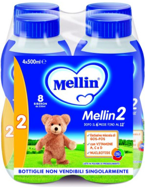 Mellin 2 Latte Proseguimento ml500x4 6-12 Mesi -Plastic Bottle-