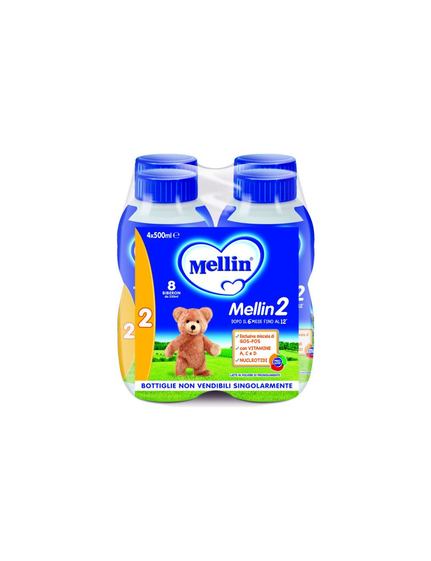 Mellin 2 Latte Proseguimento ml500x4 6-12 Mesi -Plastic Bottle-