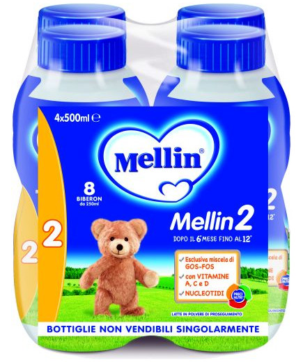 Mellin 2 Latte Proseguimento ml500x4 6-12 Mesi -Plastic Bottle-