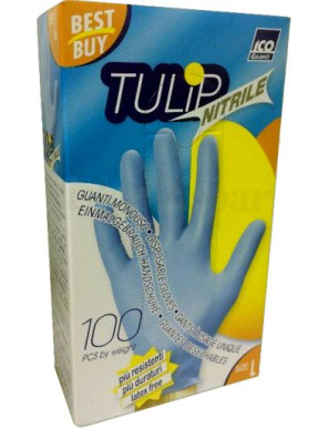 Ico Guanti Tulip Mono Nitrile Senza Polvere Large (8/8,5) 100 Pezzi