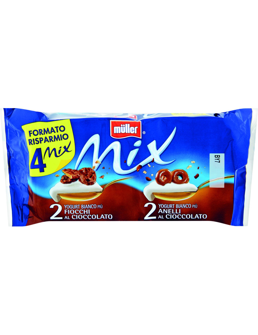 MULLER MIX G.150X4 BIANCO FIOCCHI ANELLI AL CIOCCOLATO
