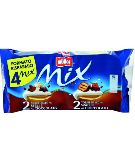 MULLER MIX G.150 X4 BIANCO STELLE E WAFER AL CIOCCOLATO