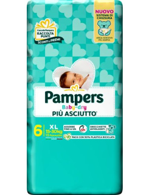 PAMPERS BABY DRY DOWNCOUNT XL PZ.13 (15-30 KG) PANNOLINI