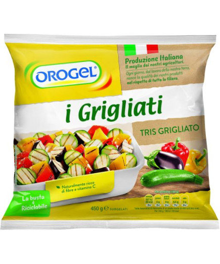 Orogel Tris Grigliato Surgelato Peperoni/Zucchine/Melanzane gr.450