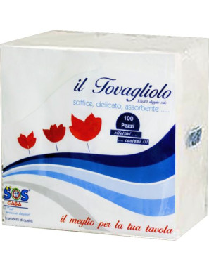 SOS TOVAGLIOLO 33X33 2VELI BIANCO 100 PZ.