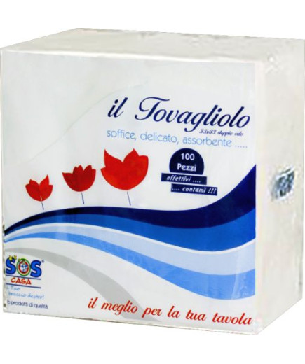 SOS TOVAGLIOLO 33X33 2VELI BIANCO 100 PZ.