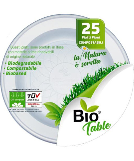 BIOTable Piatti Piani BIO compostabili X25 Pezzi