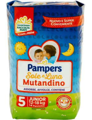 Pampers Sole E Luna Mutandino Junior x14 kg. +12-18