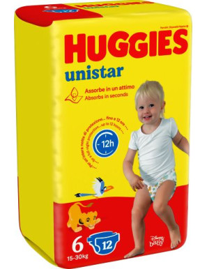 HUGGIES UNISTAR EXTRALARGE X12 KG.15/30 N.6