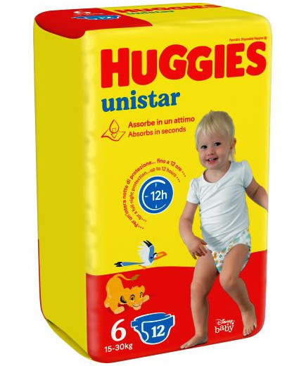 HUGGIES UNISTAR EXTRALARGE X12 KG.15/30 N.6