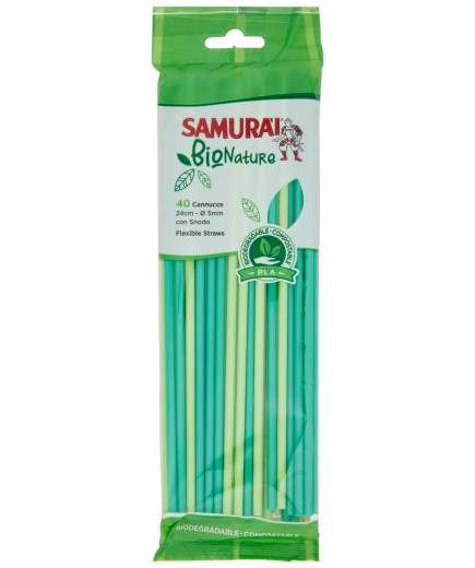 Samurai Cannucce C/Snodo BIO degradabili E Compostabili pz 40