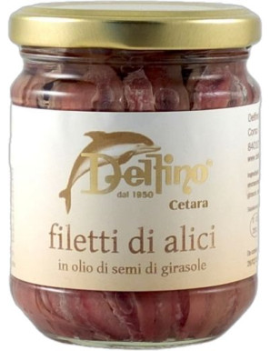 Delfino Filetti Di Alici Cetara Olio Di Giraole gr.180 Vaso Vetro