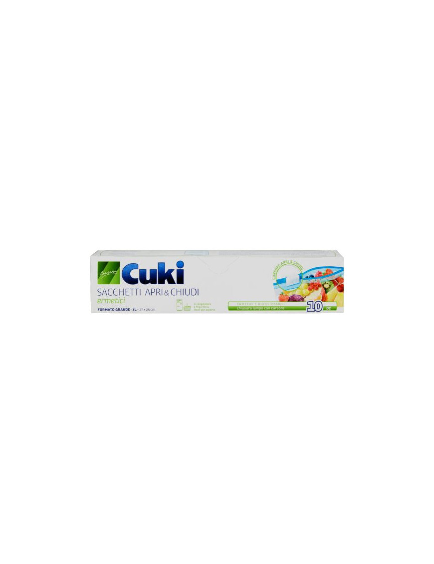 CUKI SACCHETTI APRI&CHIUDI GRANDI C/CURSORE LT3 27X25 PZ.10