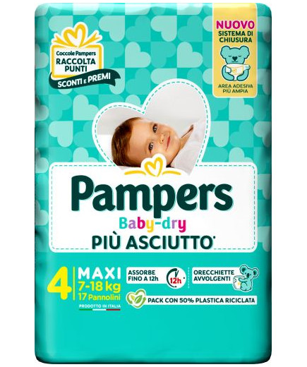 PAMPERS BABY DRY DOWNCOUNT MAXI PZ.17 (7-18KG)PANNOLINI