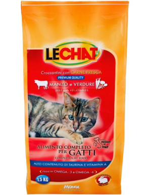 LECHAT CROCCANTINO PREMIUM KG.1,5 MANZO/VERD. -GATTO-  BS.