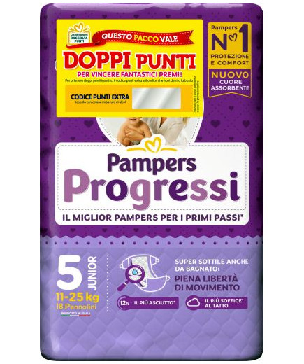 PAMPERS PROGRESSI JUNIOR PZ.18 (11-25KG) PANNOLINI