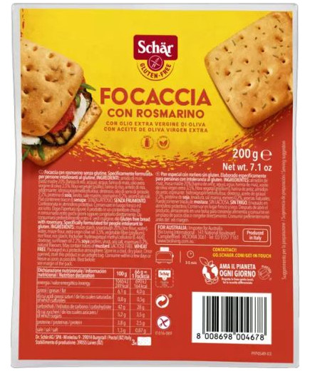 SCHAR FOCACCIA G.200 C/ROSMARINO S/GLUTINE