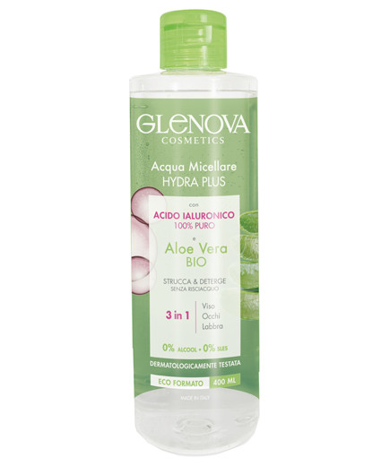 GLENOVA ACQUA MICELLARE ACIDOIALURONICO E ALOE VERA ML. 400