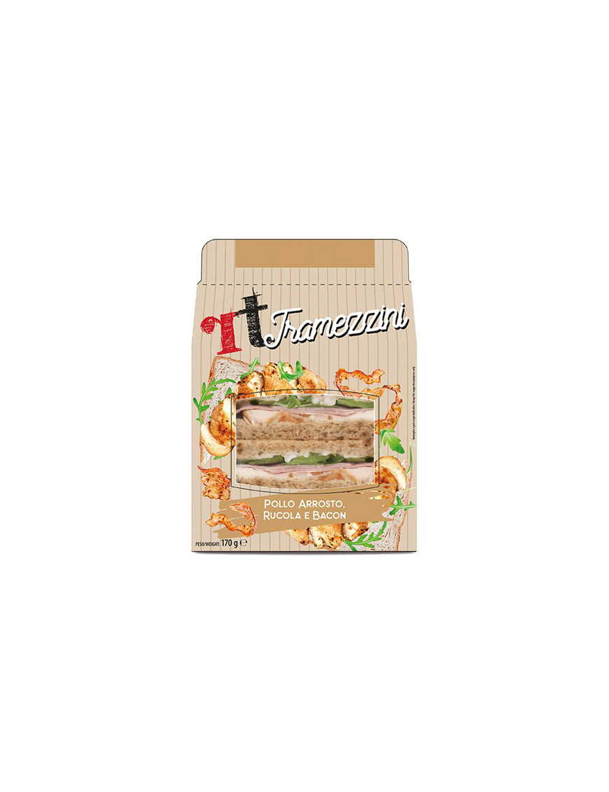 RT  TRAMEZZINO ARROSTO DIPOLLO C/RUCOLA E BACON G.170