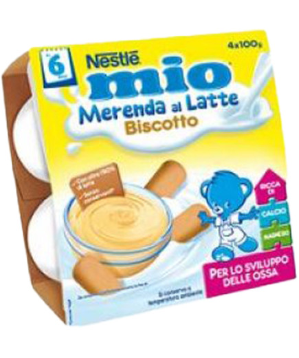 Nestle' Mio Merenda Latte Biscotto gr.100X4