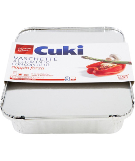 Cuki Vaschetta Alluminio Con Coperchio 4pz x3 porzioni