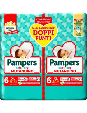 PAMPERS BABY DRY MUTANDINO XL TG.6 PZ.28 PACCO DOPPIO