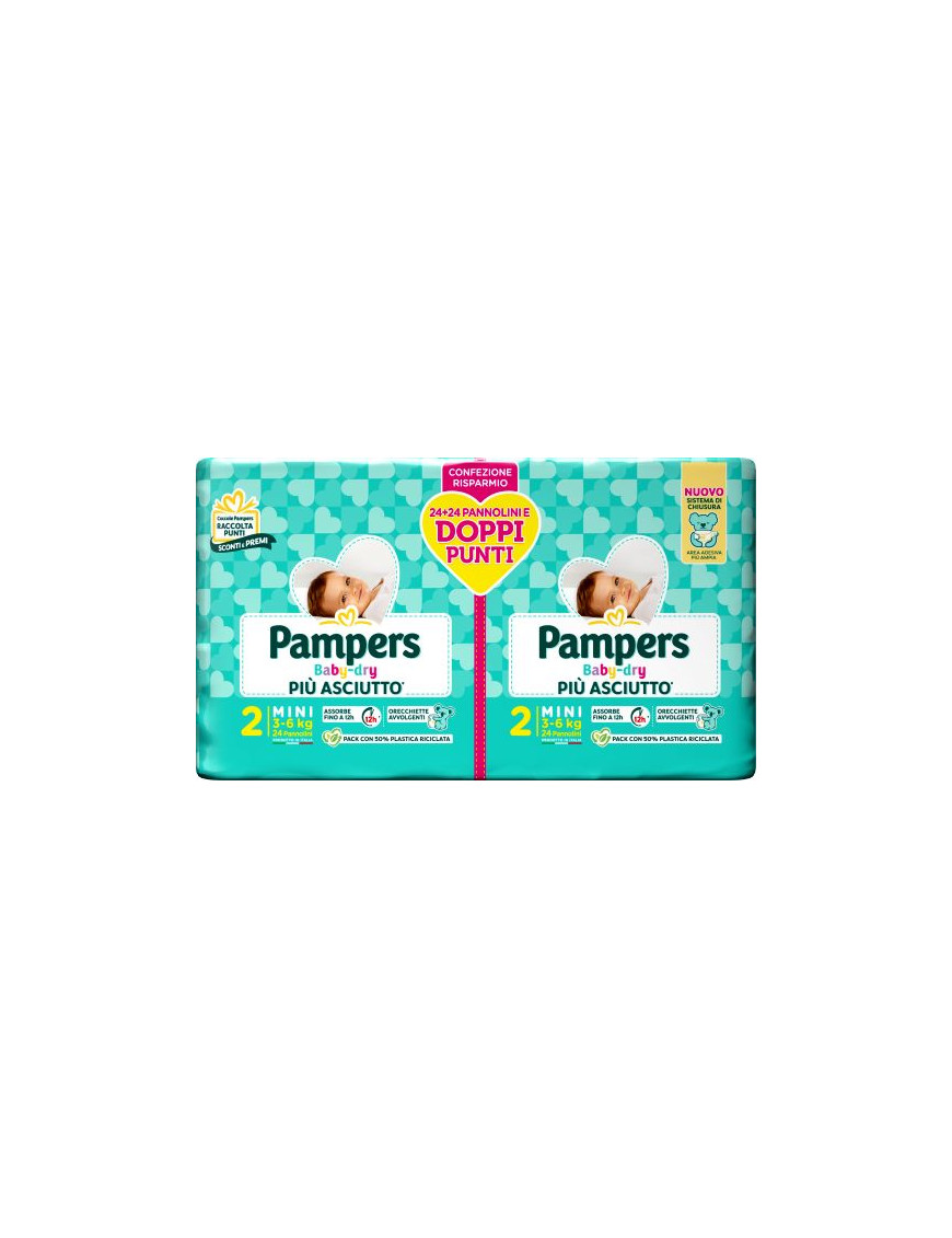 PAMPERS BABY DRY DOWNCOUNT MINI PZ.48 (3-6KG) PACCO DOPPIO