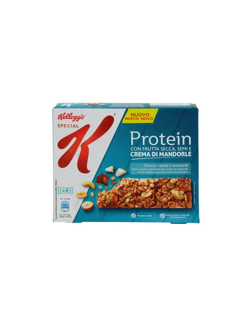 KELLOGG'S SPECIAL K PROTEIN G.28X4 CACAO, COCCO E ANACARDI