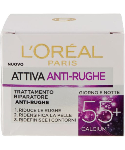 L'OREAL CREMA ATTIVA ANTIRUGHE GIOR/NOTTE 55+ CALCIUM ML.50