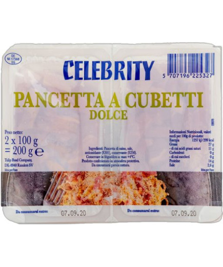 CELEBRITY  PANCETTA A CUBETTI DOLCE G.100X2