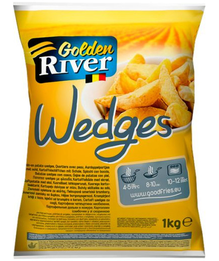 GOLDEN RIVER PATATE FRITTE WEDGES KG.1 PATATE C/BUCCIA