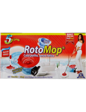 SUPER FIVE ROTO MOP KIT SECCHIO+MOP TELESCOPICO MICROFIBRA