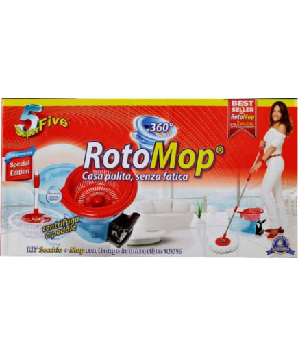 SUPER FIVE ROTO MOP KIT SECCHIO+MOP TELESCOPICO MICROFIBRA