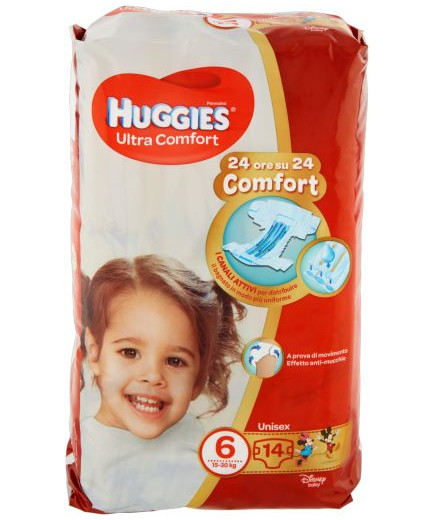 HUGGIES ULTRACOMFORT X14 KG.15/30 TAGLIA NÂ°6